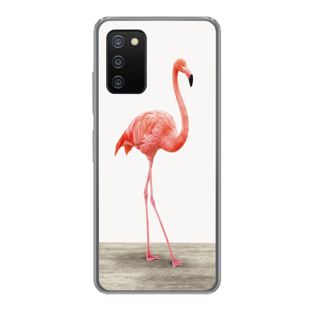 MuchoWow Handyhülle Schutzhülle Hülle für Samsung Galaxy A03s Flamingo - Rosa - Vogel - Mädchen - Jungen - Kind Silikon Softcase Handy Hüll...