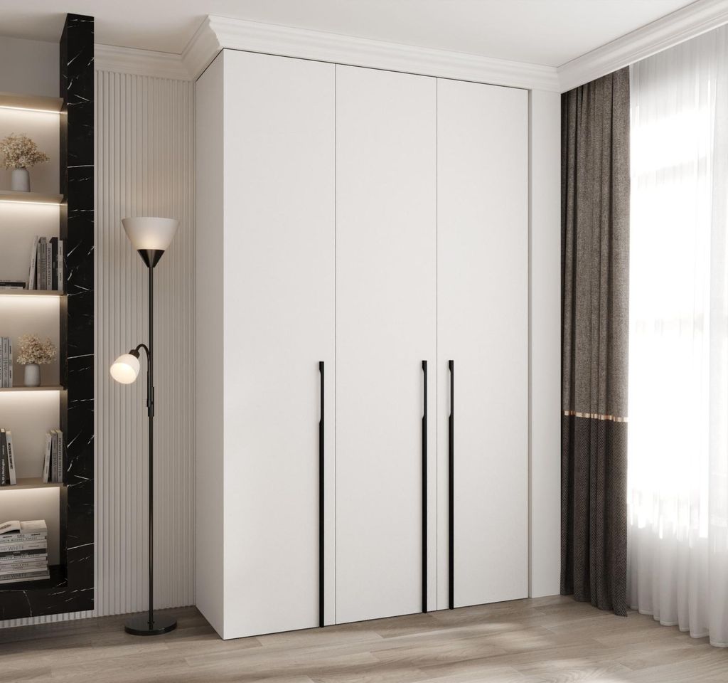 Kleiderschrank mit Regalböden 150/50 LORENA 3 - weiß/schwarz