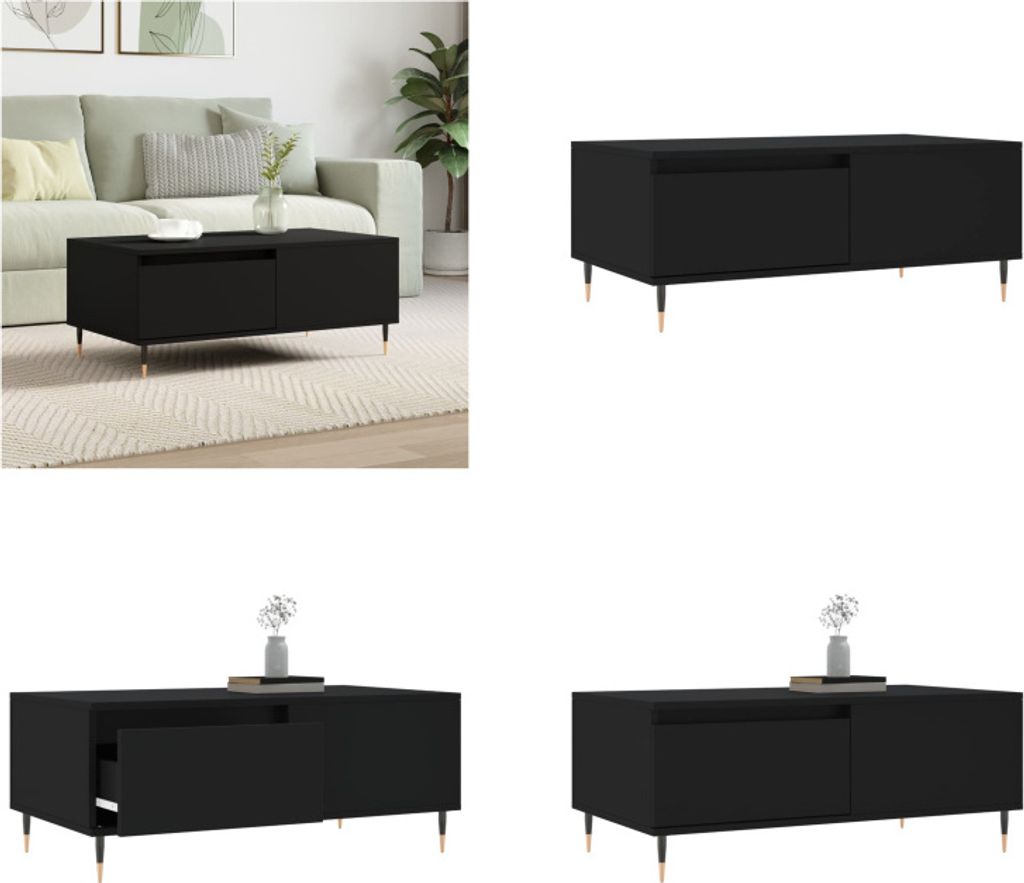 vidaXL Couchtisch Schwarz 90x50x36,5 cm Holzwerkstoff - Couchtisch - Couchtische - Beistelltisch - Sofatisch