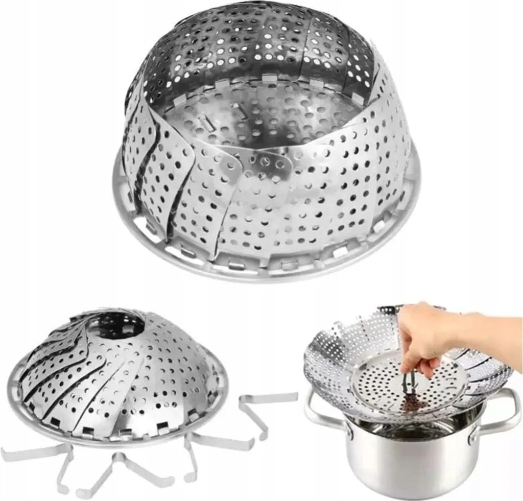 Passoire vapeur inox pliable universelle en acier inoxydable de 24 cm