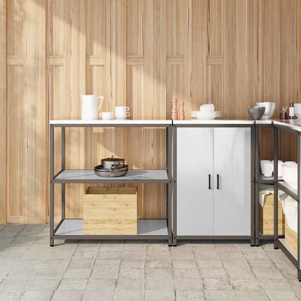 Küchenlager-Set 2 pcs Silber 150 x 50 x 92 cm Edelstahl, Küchenschränke Design Möbel Neu