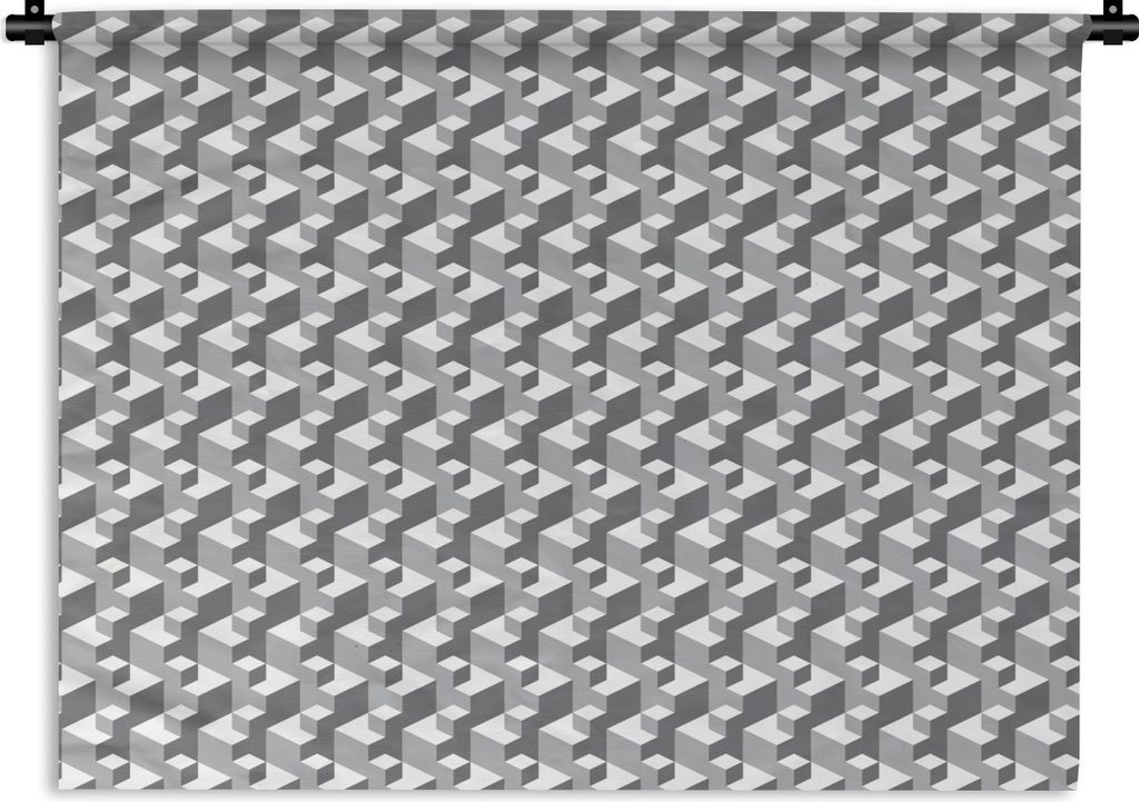 MuchoWow Wandteppich Wandbehang Muster - Blöcke - 3D 120x90 cm Tapisserie Dekoration Wandtuch - Wohnen - Aufhänger für die Wand