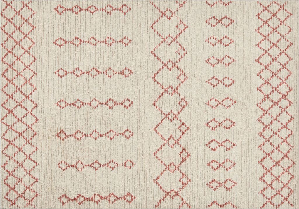 BELIANI Teppich Beige und Rosa Baumwolle Rechteckig 160 x 230 cm Geometrisches Muster Handgetuftet Boho Modern Kurzhaar Fußbodenheizung Geeignet