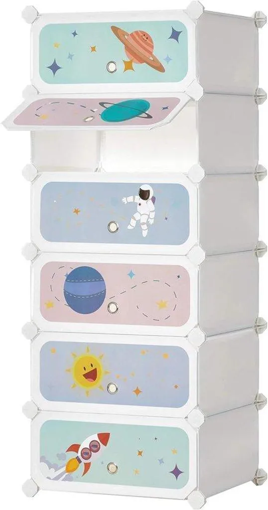 Rangement chaussures enfant pour entrée, meuble vertical blanc 6 portes