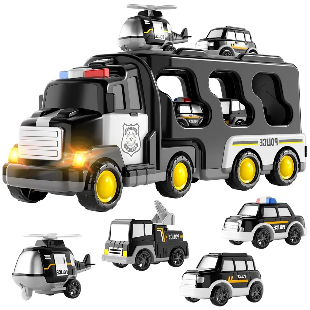 Camion de pompiers jouet 7 en 1 multicolore avec véhicules inclus