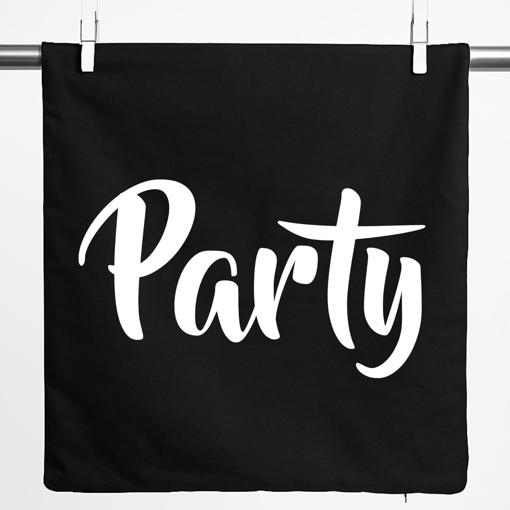 Huuraa Kissenbezug Party Schriftzug 40x40cm Black Baumwolle Dekokissenbezug Geschenkidee