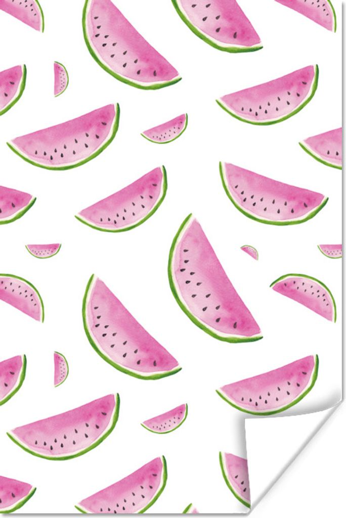 MuchoWow Poster Wassermelone - Rosa - Schablonen 120x180 cm - Kunstposter