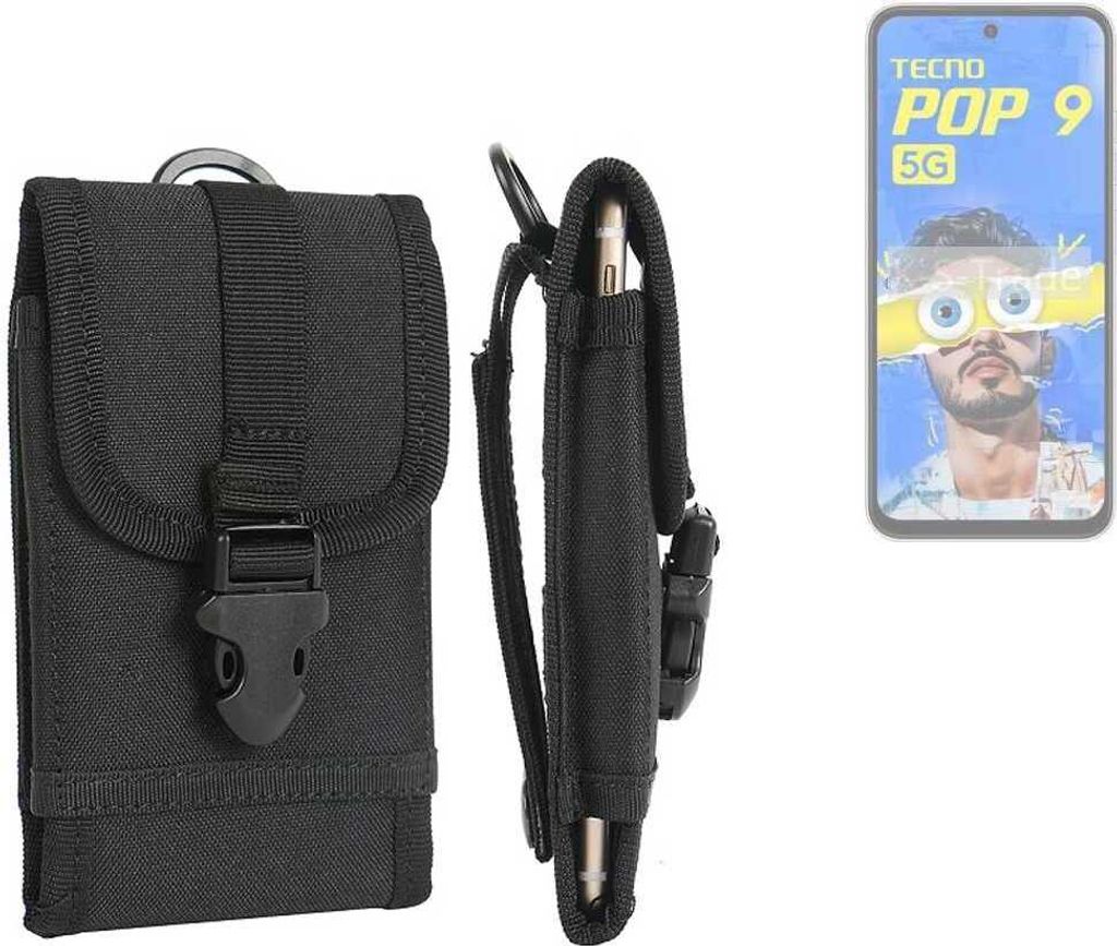 K-S-Trade Holster Handy Hülle kompatibel mit Tecno Pop 9 Holster Handytasche Gürtel Tasche Schutz Hülle Robust Outdoor schwarz