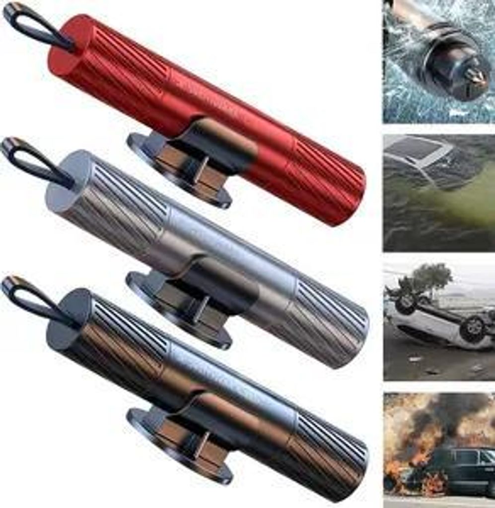 3er-Pack Sicherheitshammer-Sicherheitsgurtschneider mit Testglas, Notfallgerät zum Glasbrechen, Multifunktions-Sicherheitshammer