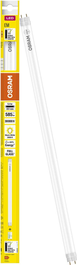 OSRAM LED-Röhre, T8, 438mm, G13, EEK: F, 5,4W, 585lm, 3000K Immagine del prodotto 