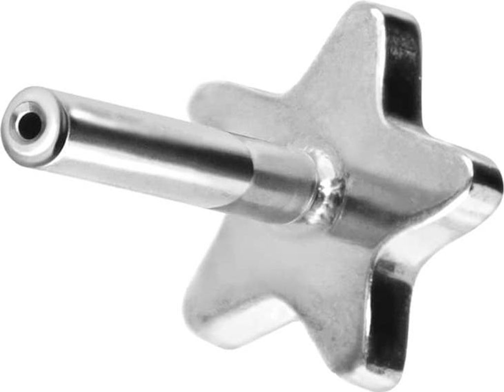 Ohrpiercing, Nasenpiercing Titan Labret mit Push Fit ohne Kugel STERN Silber Stablänge: 7mm | Stabstärke: 1,2mm