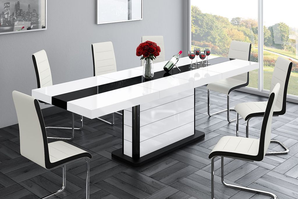 Tische weiss Designer Esstisch ausziehbar 160-200cm Tisch Küchentisch