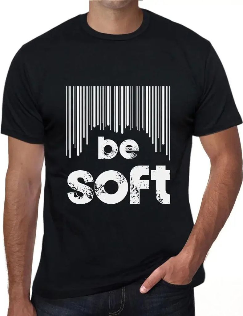 Herren Grafik T-Shirt Barcode weich sein – Barcode Be Soft – Öko-Verantwortlich Vintage Jahrgang Kurzarm Lustige Druck Geburtstag Geschenk Mann