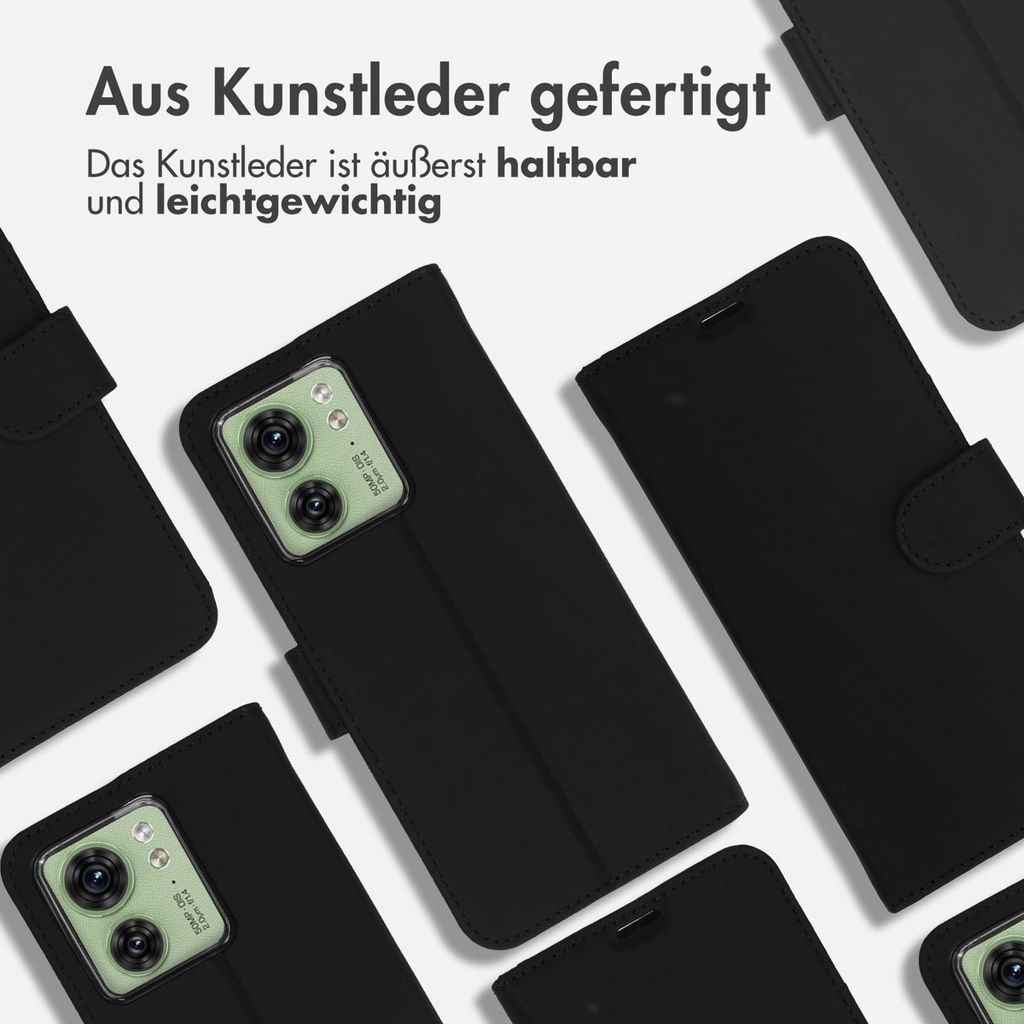 32nd Klassische Serie 2.0 Lederhülle Für Motorola Edge 40 Neo – Mit RFID-Schutz, Magnetverschluss Und Standfuß, Schwarz
