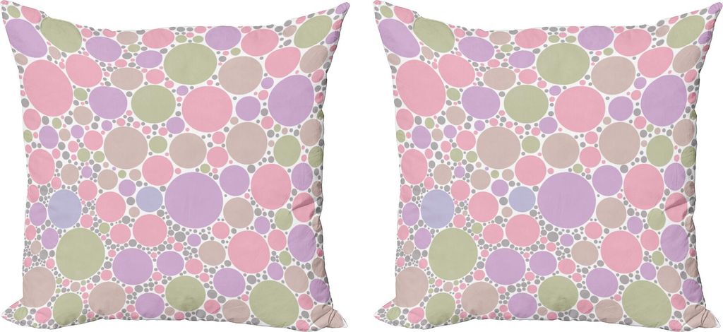 ABAKUHAUS Pastell Kissenbezug Set (2Stück), Weicher großer kleiner geometrischer Kreis-Oval-Tupfen-Retro- Art-weibliches, 45 x 45 cm, Rose Pale P...