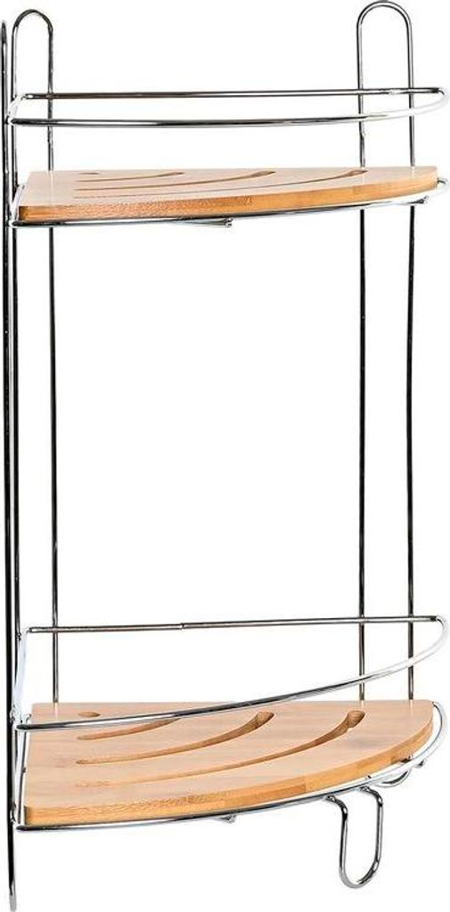 Eckregal DKD Home Decor natürlich Bambus Rostfreies Chrom-Metall 2 Regale 19,5 x 19,5 x 36,5 cm