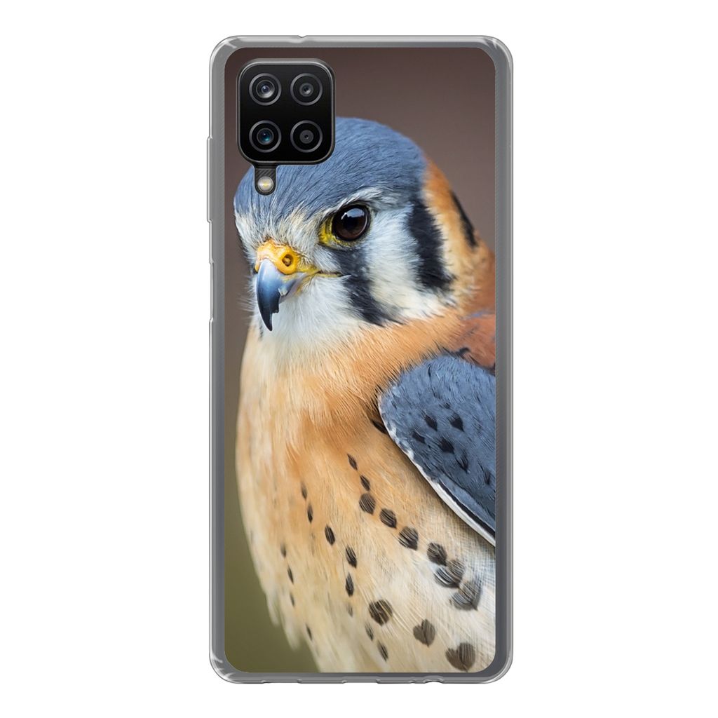 MuchoWow Handyhülle Schutzhülle Hülle für Samsung Galaxy A12 Vogel - Makro - Blau Silikon Softcase Handy Hülle - Bild