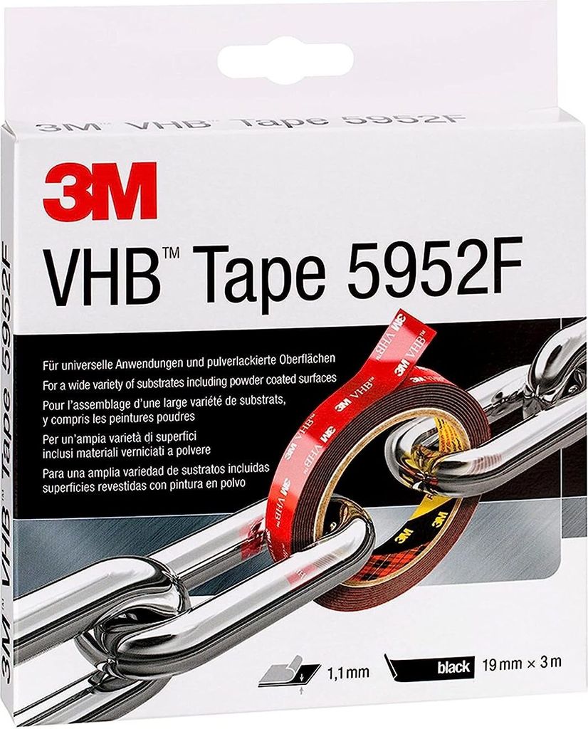 3M VHB Hochleistungsklebeband 5952F 19 mm x 3 m schwarz Produktbild 