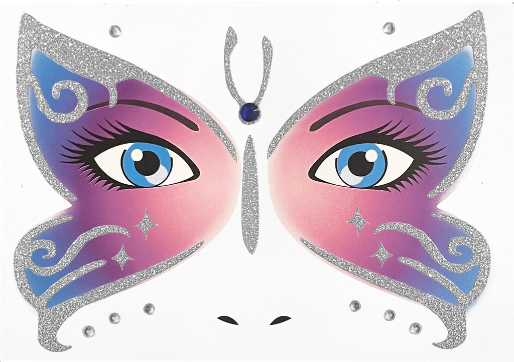 Oblique Unique Schmetterling Gesicht Sticker Set Produktbild 