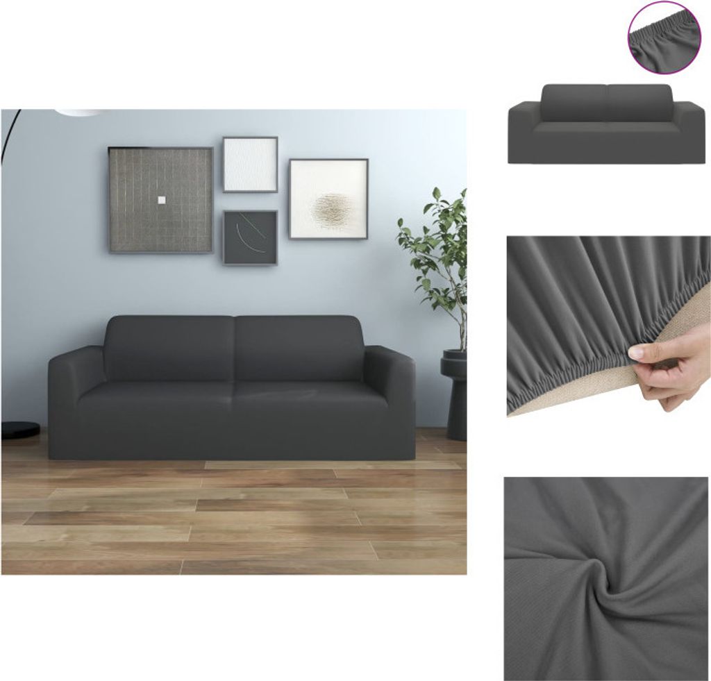 vidaXL Stretch Sofahusse 2-Sitzer Anthrazit Polyester-Jersey - Hussen
