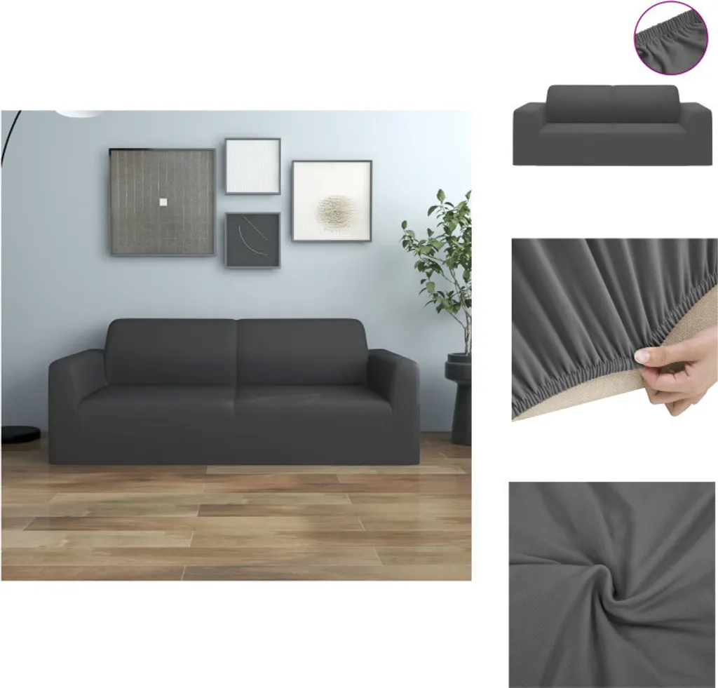 Fodera Elasticizzata Divano 2 Posti vidaXL Jersey Antracite - 1