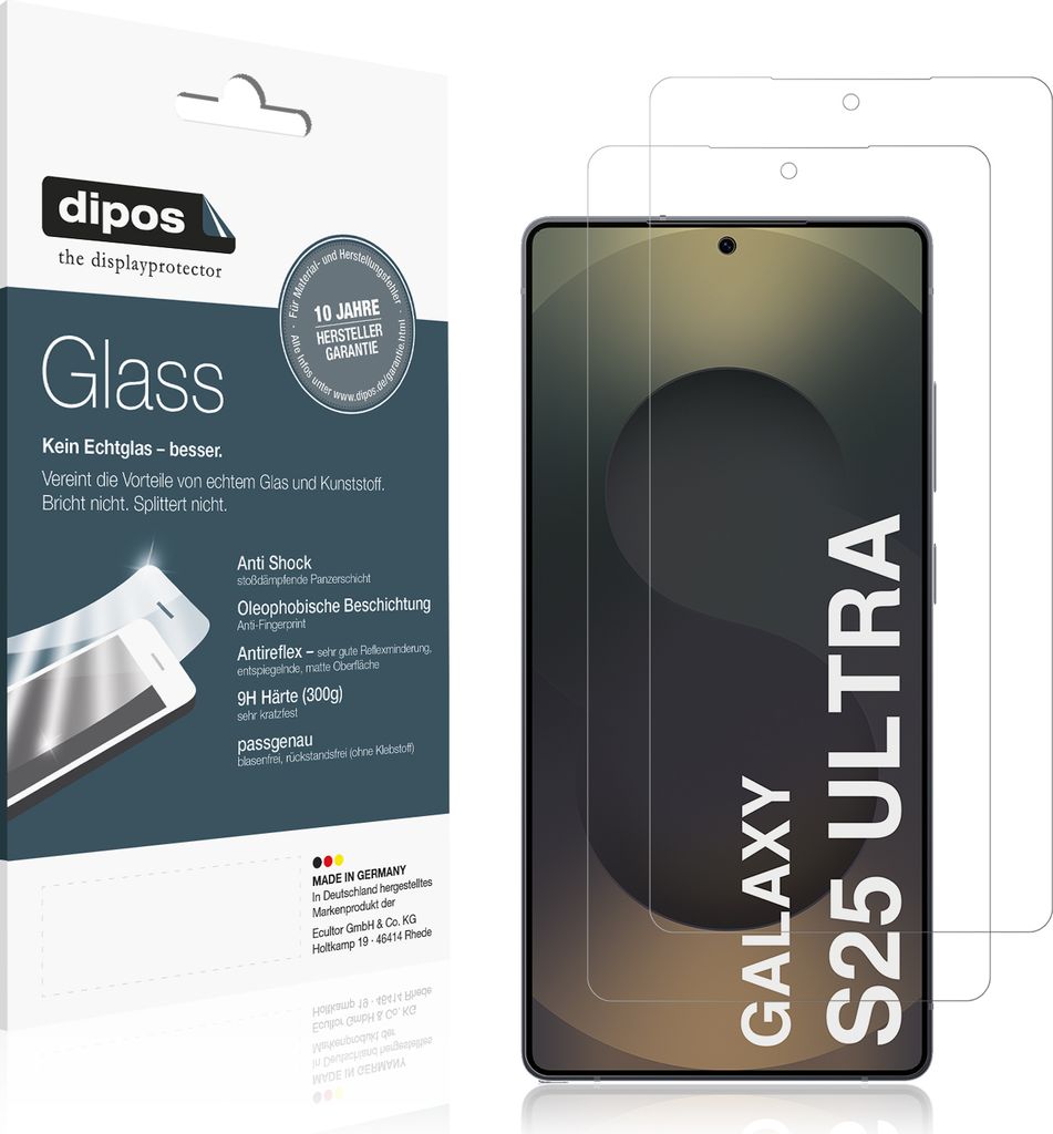 2x Schutzfolie für Samsung Galaxy S25 Ultra Enterprise Edition matt - Anti-Shock 9H Folie dipos Glass Kunststoffglas