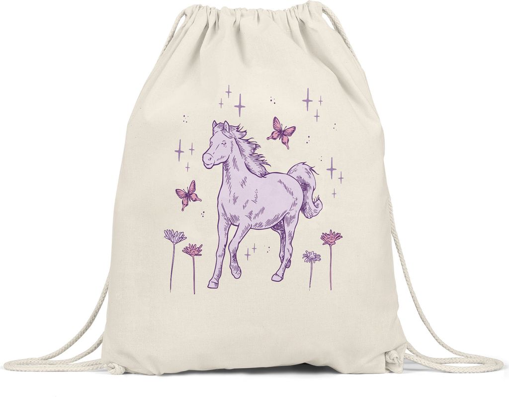 Pferd Turnbeutel Gymsack Pferde Hengst Stute Hobbie Pferdeflüsterer Pferdeliebhaber Reiten Spirit Reiterin Schmetterlinge