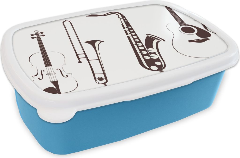 KitchenYeah Lunchbox Brotzeit Brotdose 17x11 cm Eine Illustration einer Geige und anderer Instrumente Kinder Brotzeitdose - Lunch - Kunststoff -...