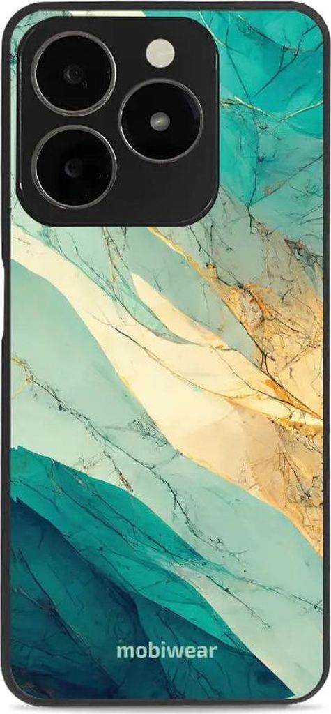 Handyhülle für Realme C63 4G, Mobiwear Glossy Case, Türkis-Marmor