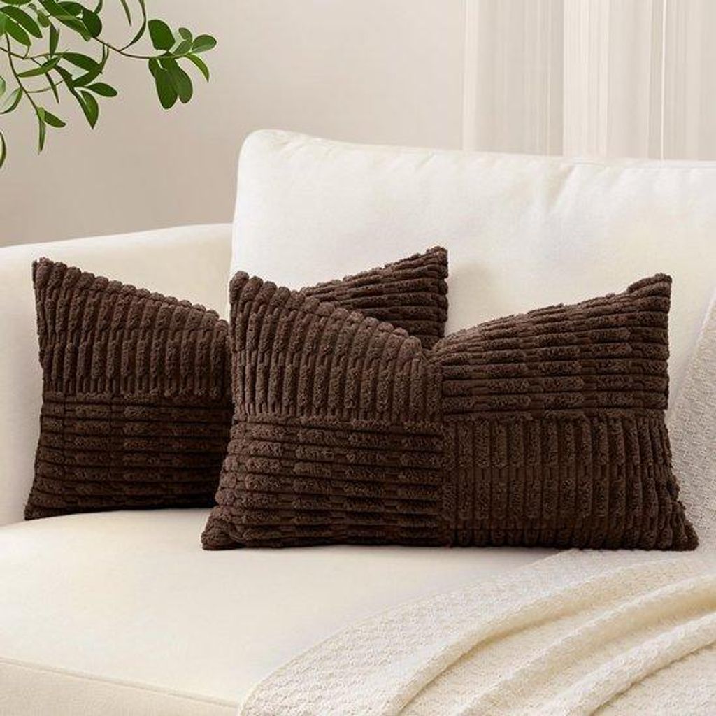 Unyqoos Set aus 2 weichen Corduroy-Kissenbezügen mit gestreiftem Design für die Wohnkultur