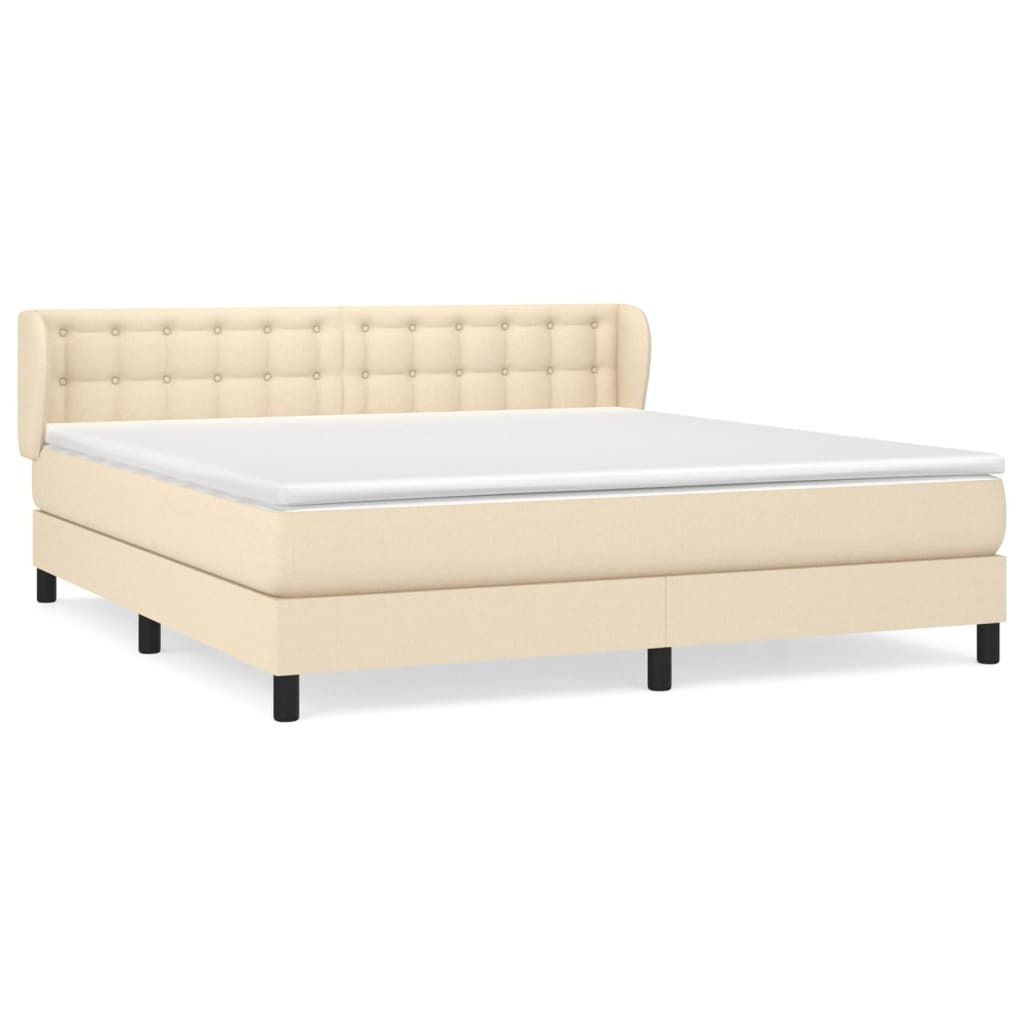 Möbel Boxspringbett/bettgestell - Bettrahmen - Doppelbett - mit Matratze Creme 160x200 cm Stoff - Polsterbett Klassische Betten CLORIS2999992