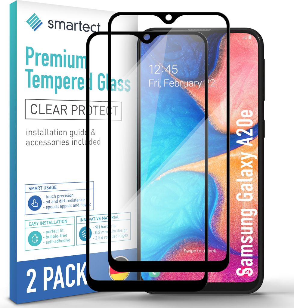 2x Schutzglas Panzerfolie Full Screen für Samsung Galaxy A20e Displayschutz Glas