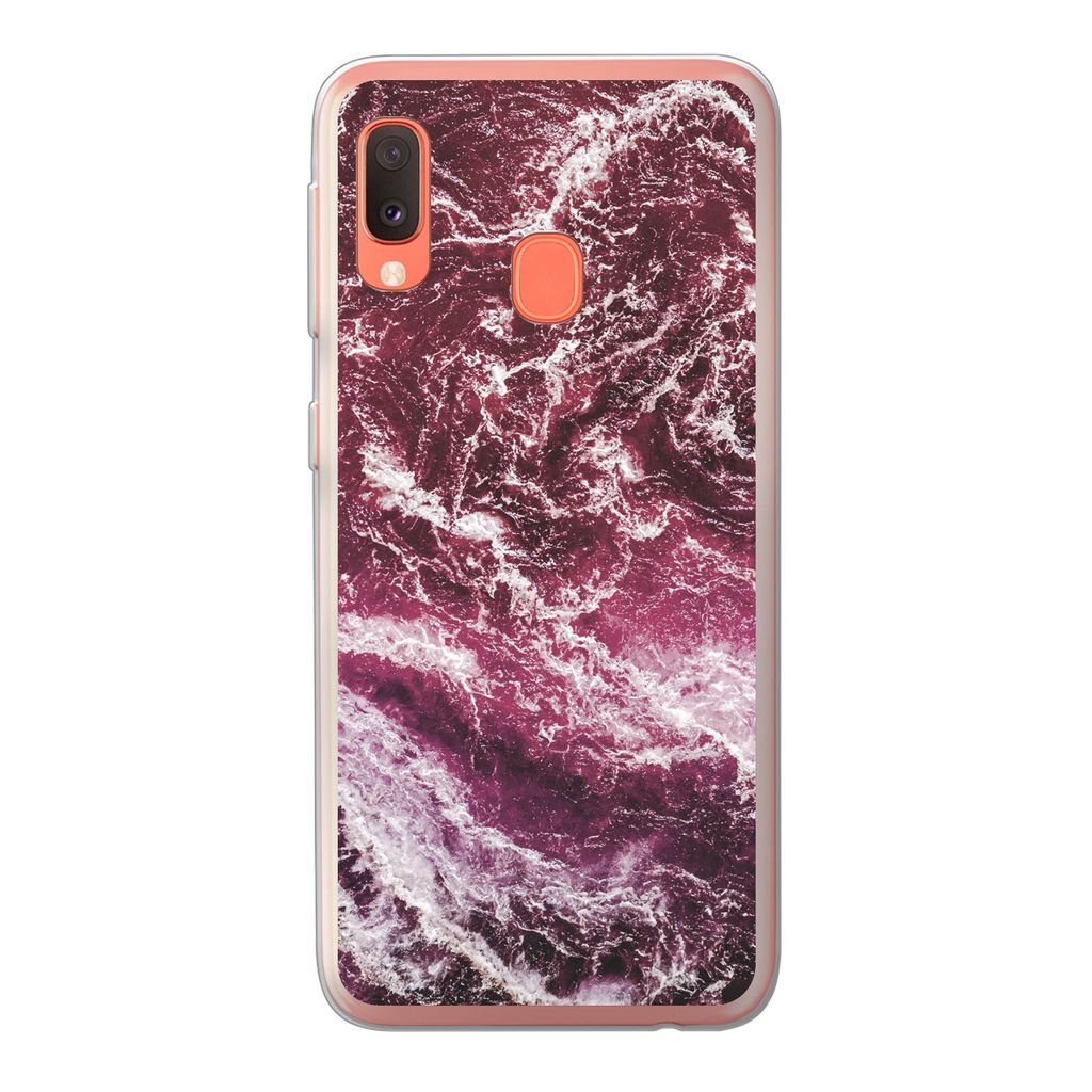 MuchoWow Handyhülle Schutzhülle Hülle für Samsung Galaxy A20e Natursteine - Lila - Marmor Silikon Softcase Handy Hülle - Abdeckung