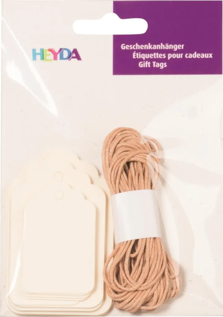 HangTags Heyda Kraft 30 Pièces Format Long avec Perforation pour Lien