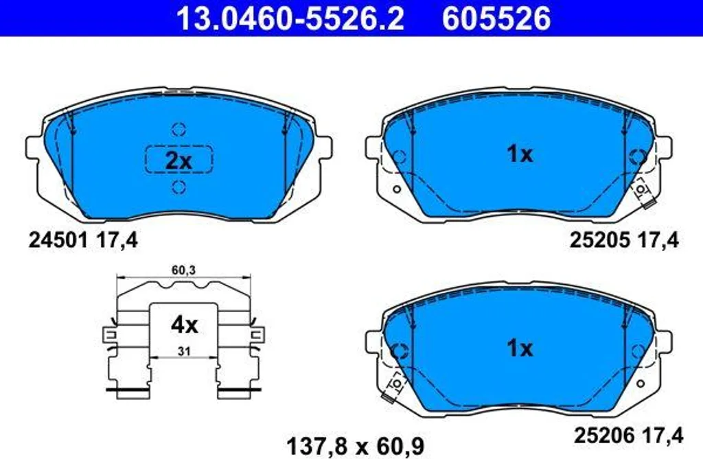 Plaquettes de Frein à Disque pour Tucson et Sportage - Kit ATE 13.0460
