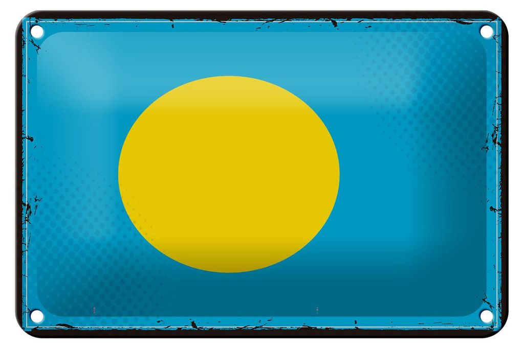 Blechschild Flagge Palaus 18x12cm Retro Flag of Palau Dekoration