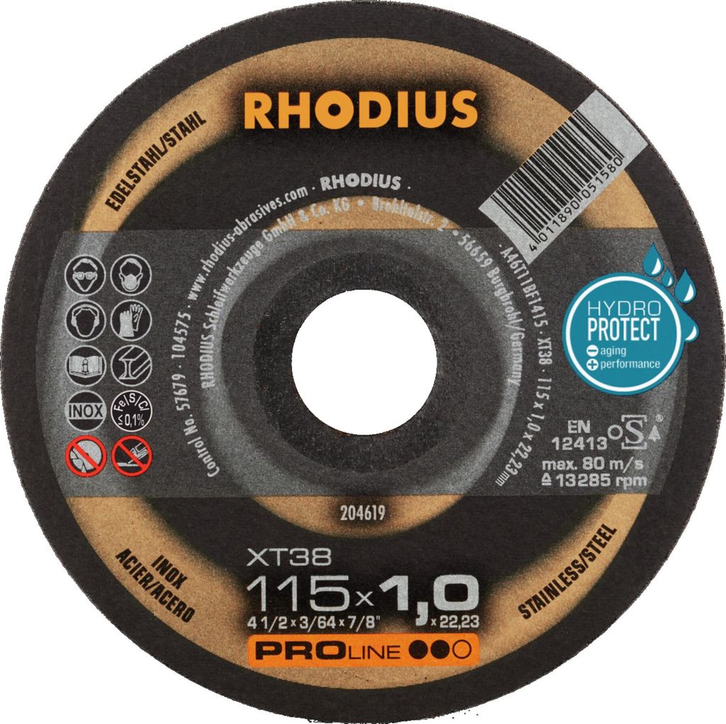 RHODIUS PROline XT38 X-LOCK Extradünne Trennscheibe 115 x 1,0 x 22,23 mm 25 Stk