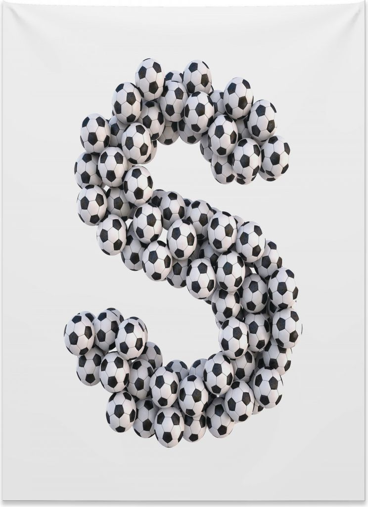 Abakuhaus Briefe Wandteppich, Hexagon Muster Bälle aus Weiches Mikrofaser Stoff Kein Verblassen Klare Farben Waschbar, 110 x 150 cm, Weiß und Sch...