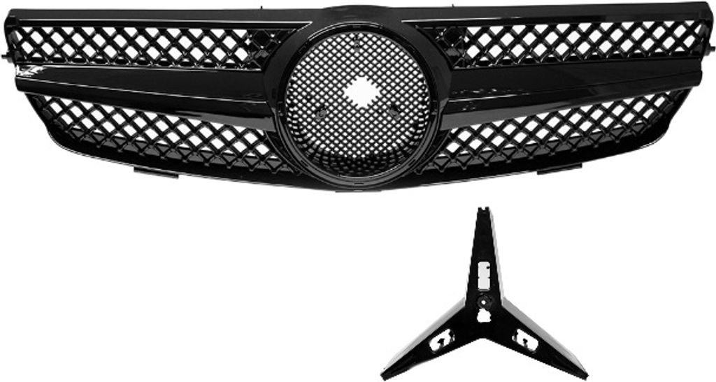 Kühlergrill Mercedes CLK W209/C209 Facelift - Wabendesign Chrom Schwarz, Ab Bj. 2005