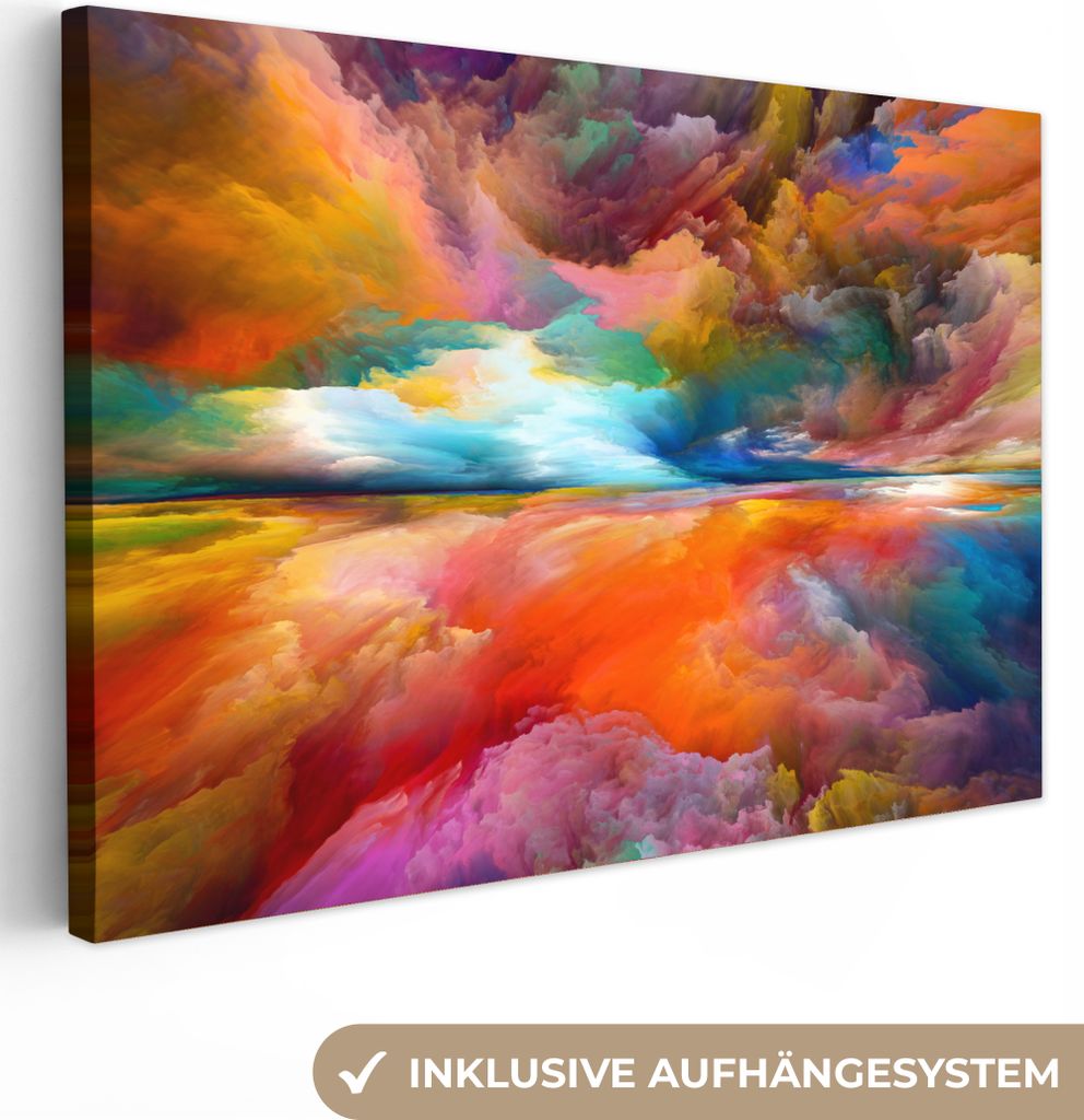 MuchoWow - Leinwandbilder - Gemälde - Ölgemälde - Abstrakt - Wolken, Wandbild, Wanddeko Bilder Wohnzimmer, 60x40 cm