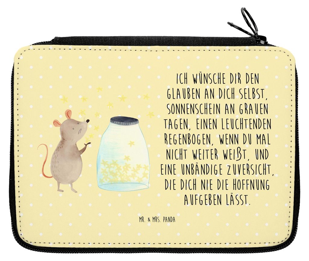 Mr. & Mrs. Panda Etui Maus Sterne - Gelb Pastell - Geschenk, Schwangerschaft, Lustige Sprüche, Geburtstag, Federmappe, Träume, Mäppchen, Kinderg...