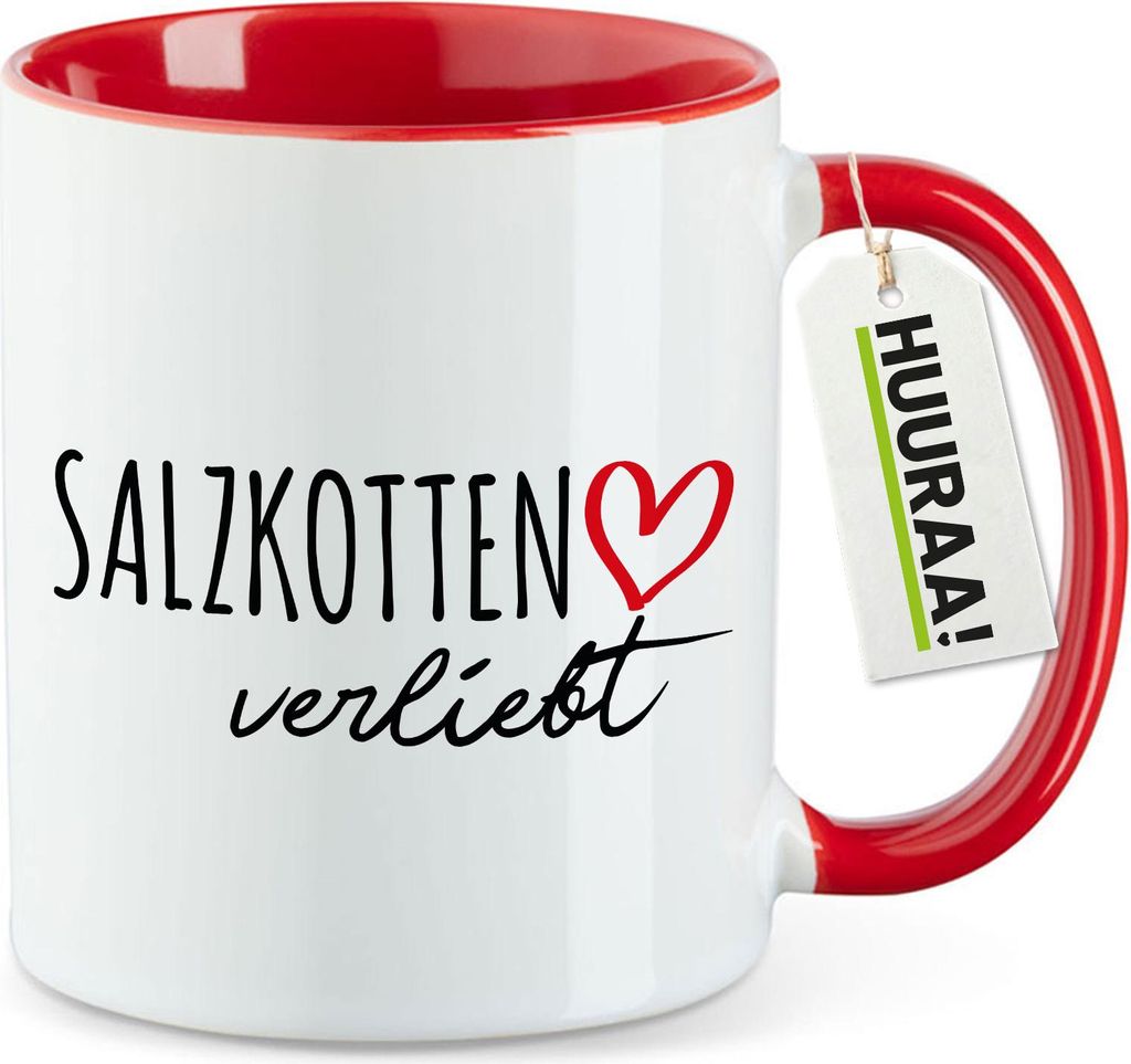Huuraa Kaffeetasse Salzkotten verliebt 330ml Rot Keramik Kaffeebecher Geschenkidee