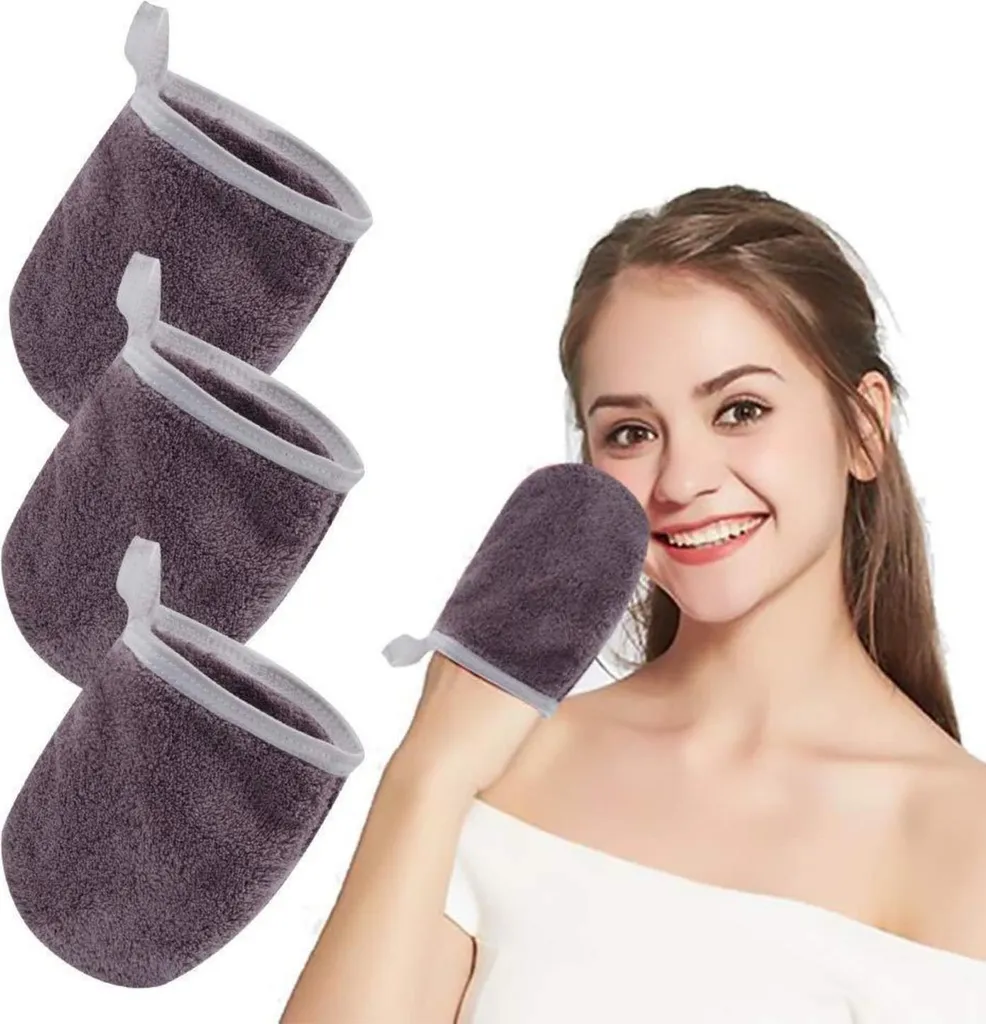 Guanto Struccante Microfibra Viola 3 Pezzi | Lavabile e Riutilizzabile