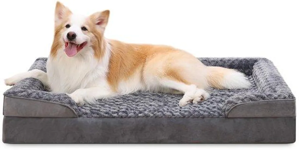Lit pour chien orthopédique anti-glisse et imperméable gris moyen