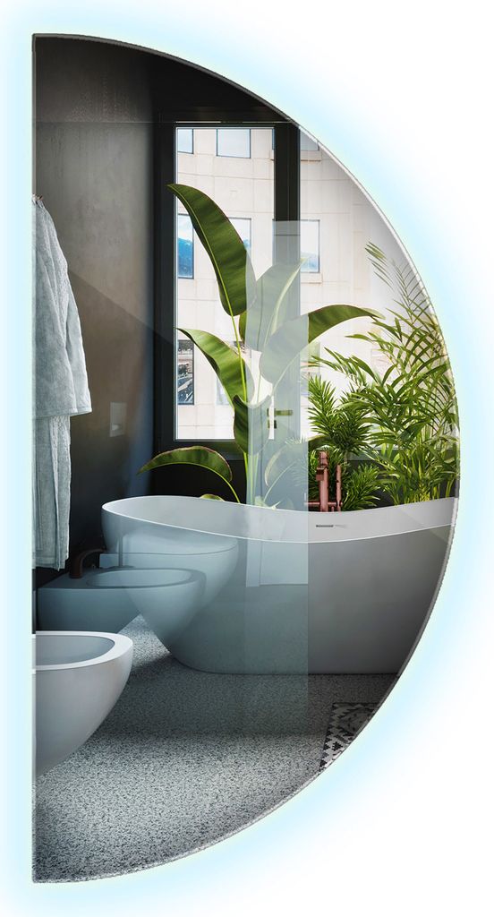 LED Spiegel - Badezimmerspiegel mit Beleuchtung - Halbkreis Ø 60cm – Kaltweiß 6500K