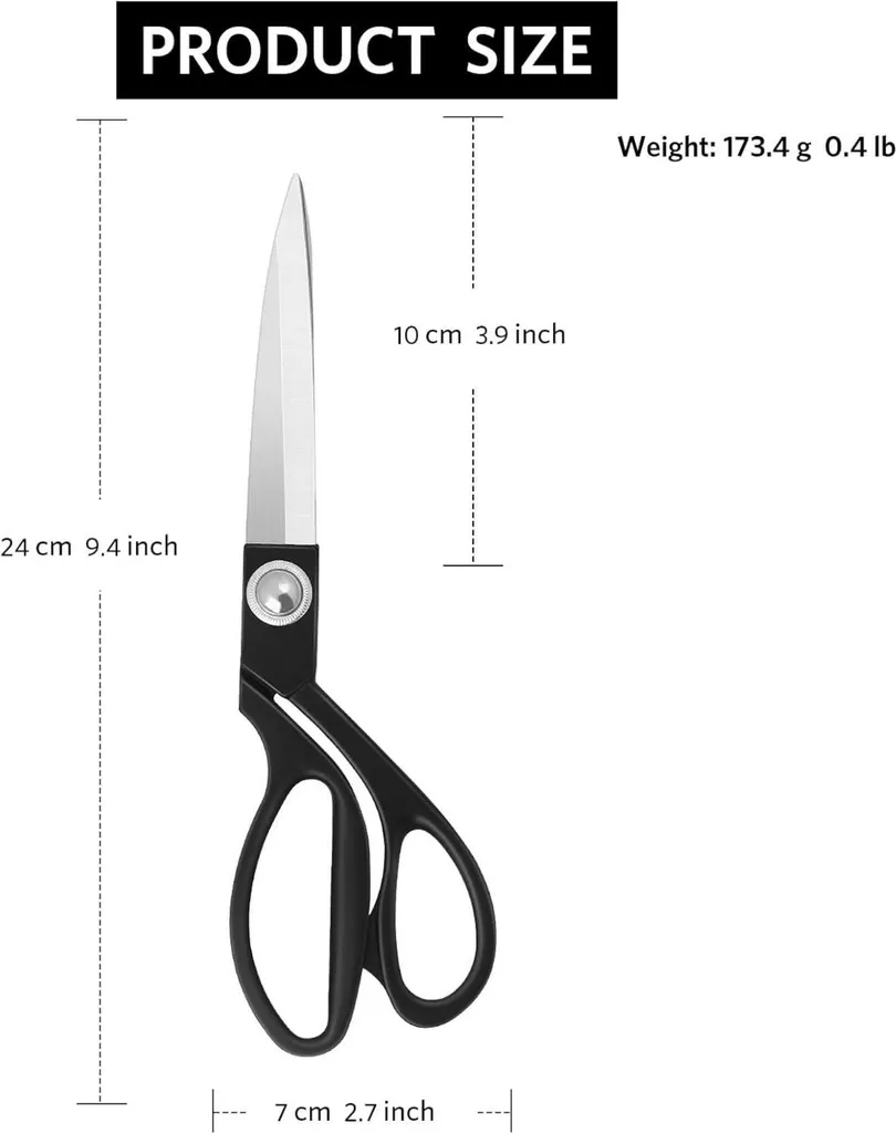Ciseaux couture 24cm lames acier inoxydable haute précision pour cuir