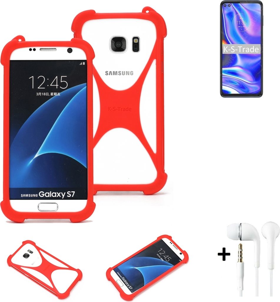 Handy-hülle + Kopfhörer kompatibel mit Motorola Moto One 5G Schutz-hülle Bumper Silikon Schutz Hülle Cover Case Silikoncase Silikonbumper TPU