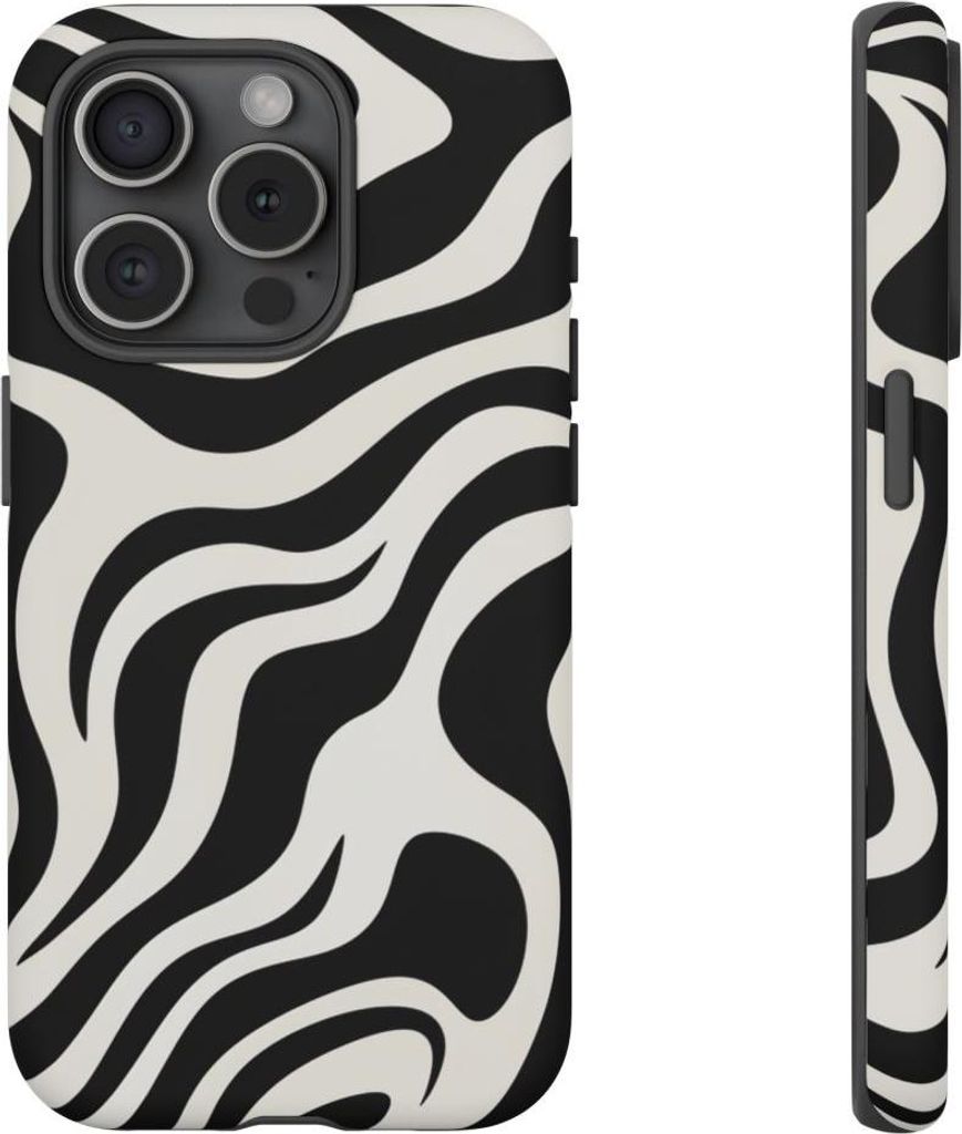 Abstraktes Zebra-Muster in Schwarz-Weiß – Hülle Kompatibel mit iPhone 15 Pro