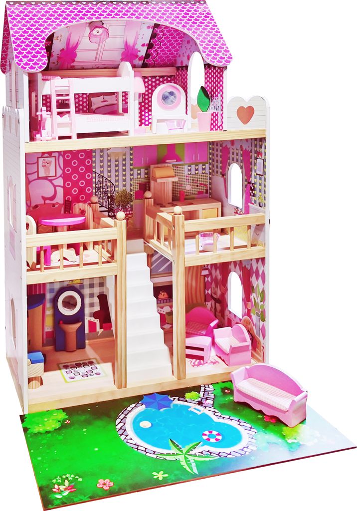 Holzpuppenhaus 60 x 30 x 90 cm