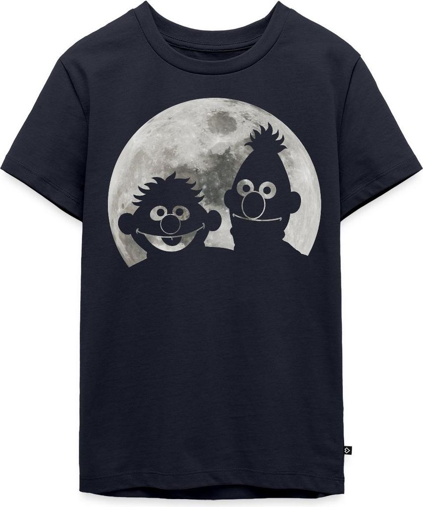 Spreadshirt Sesamstraße Ernie & Bert Bei Mondschein Teenager Premium T-Shirt, 158/164 (12 Jahre), Navy